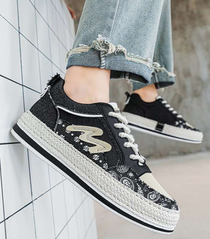 画像7:  Unisex Paisley bandana print & logo lace-up sneakers  ユニセックス メンズ男女兼用ペイズリーバンダナ柄&ロゴレースアップレザー スニーカー (7)