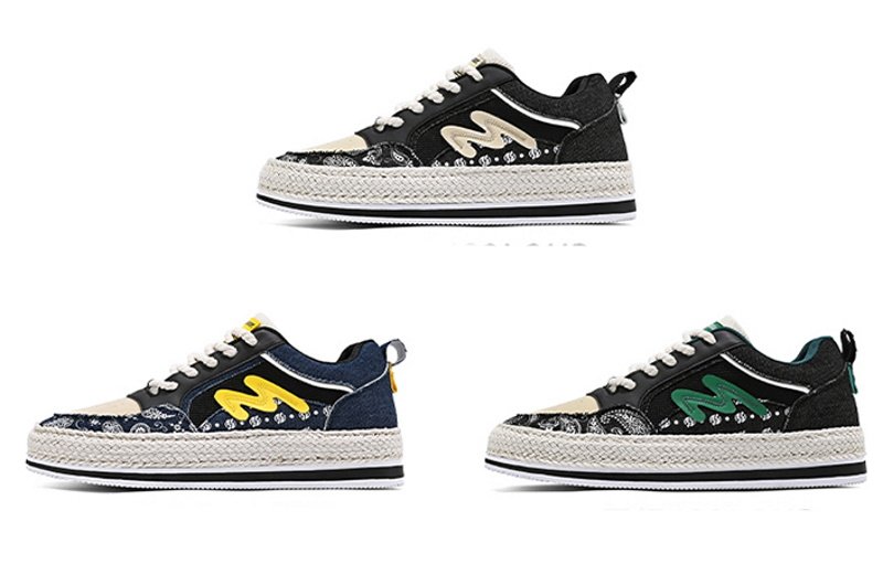 画像2:  Unisex Paisley bandana print & logo lace-up sneakers  ユニセックス メンズ男女兼用ペイズリーバンダナ柄&ロゴレースアップレザー スニーカー (2)