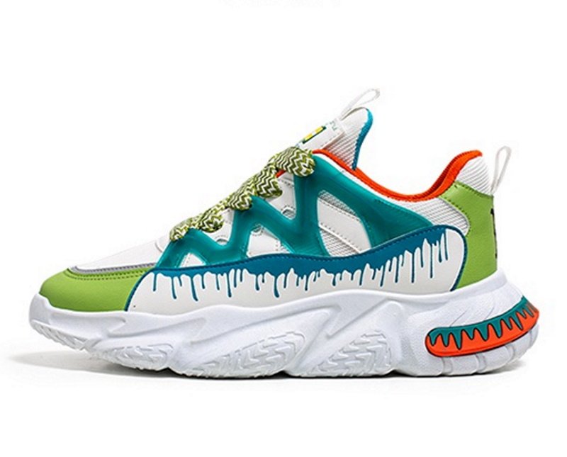 画像9:  Unisex graphic paint style lace-up sneakers  ユニセックス メンズ男女兼用グラフィックペイントレースアップレザー スニーカー (9)