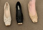 画像8: women's Retro all-match square toe peas shoes  Pumps　金具レトロオールマッチスクエアトゥピーズフラットパンプス (8)