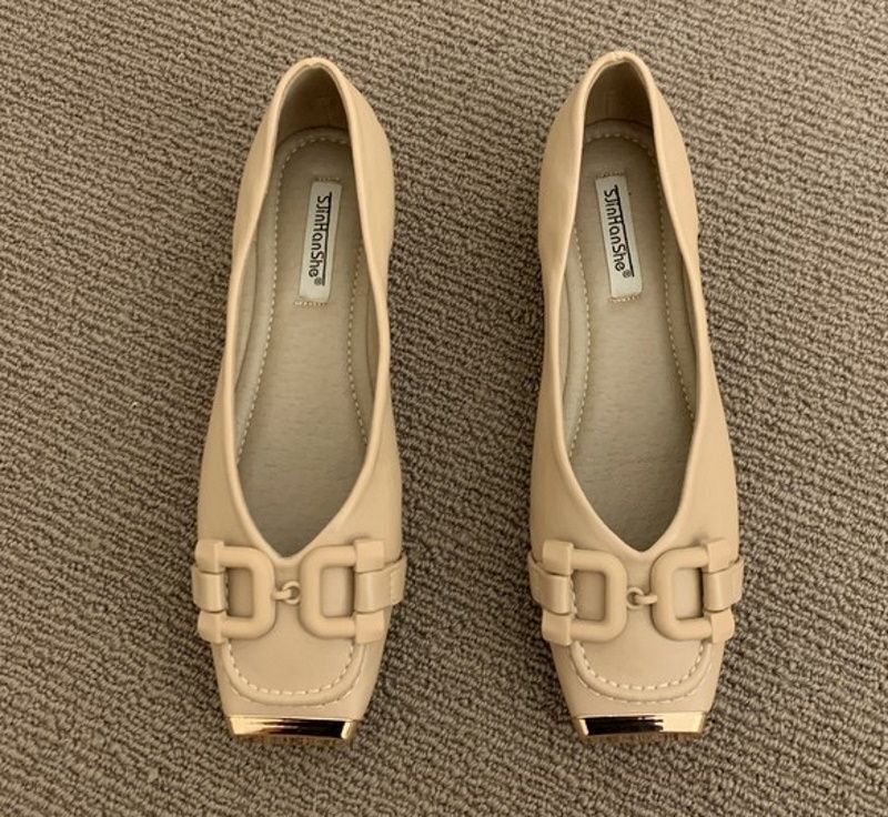 画像2: women's Retro all-match square toe peas shoes  Pumps 金具レトロオールマッチスクエアトゥピーズフラットパンプス (2)
