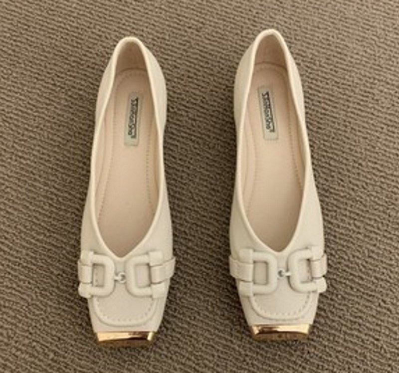 画像4: women's Retro all-match square toe peas shoes  Pumps 金具レトロオールマッチスクエアトゥピーズフラットパンプス (4)