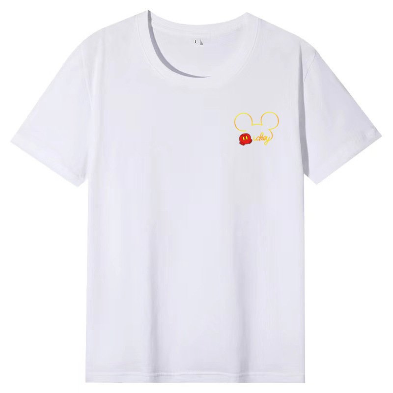 画像1: One point hidden Mickey Mouse Print Tshirts 　ユニセックス男女兼用ワンポイント隠れミッキーマウス ミッキープリント  半袖 Tシャツ (1)