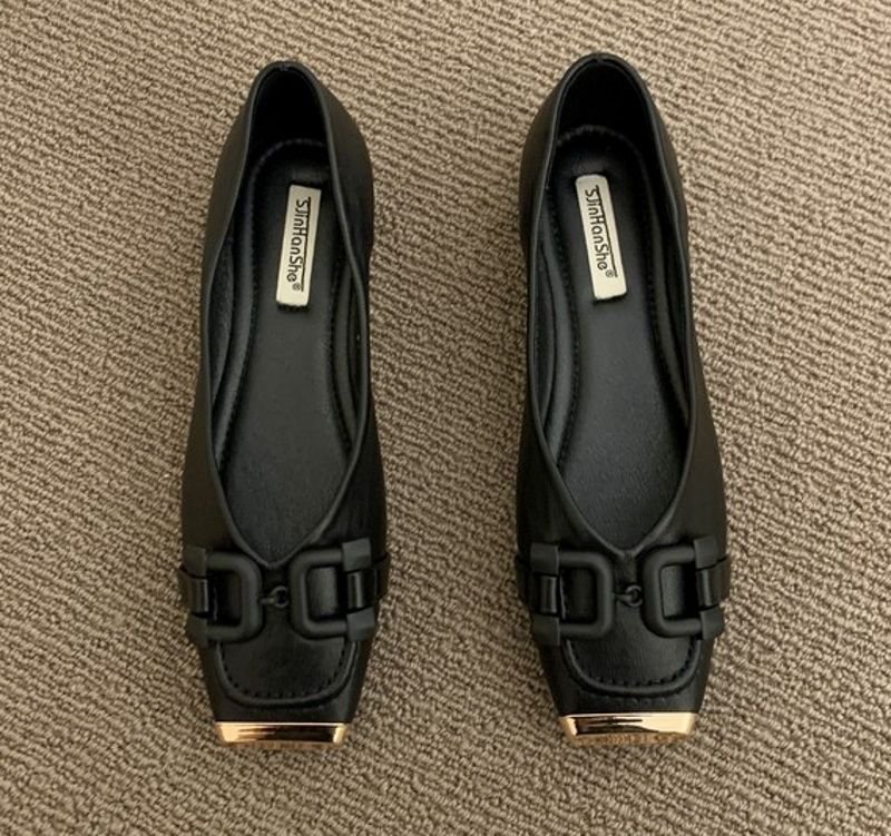 画像3: women's Retro all-match square toe peas shoes  Pumps 金具レトロオールマッチスクエアトゥピーズフラットパンプス (3)