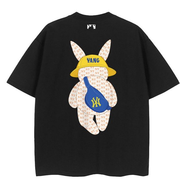 画像1: New York Yankees monogram rabbit Print Tshirts 　ユニセックス男女兼用NYニューヨークヤンキース モノグラムラビットプリント  半袖 Tシャツ (1)