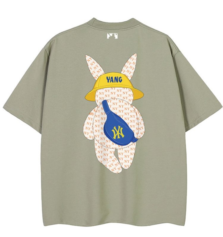 画像4: New York Yankees monogram rabbit Print Tshirts  ユニセックス男女兼用NYニューヨークヤンキース モノグラムラビットプリント  半袖 Tシャツ (4)