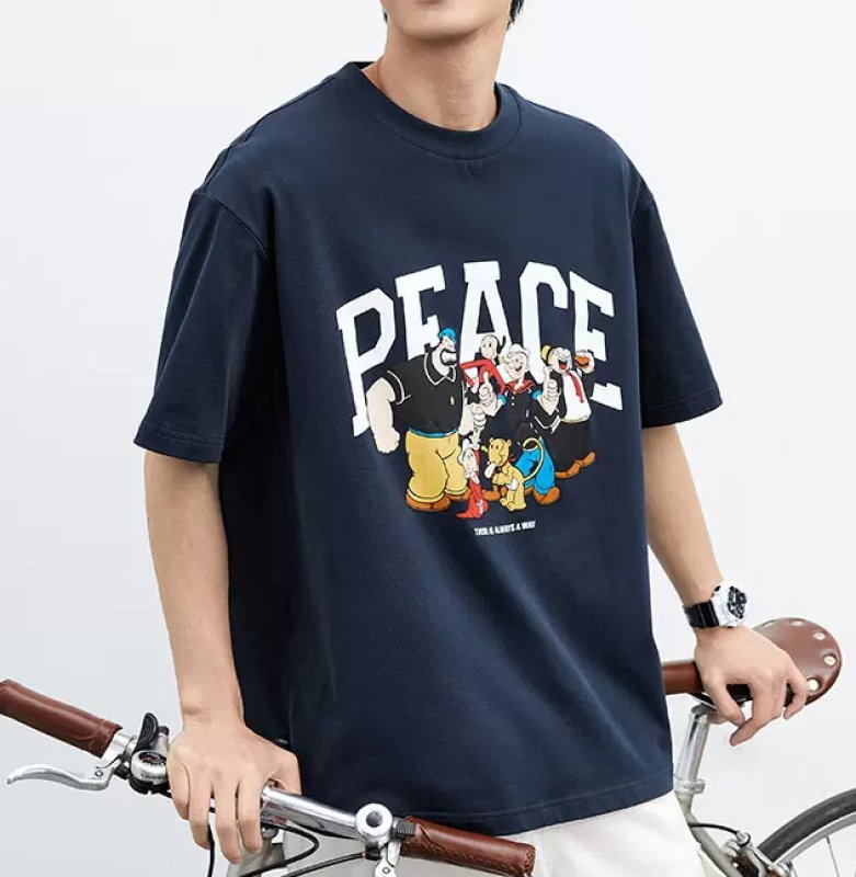 画像4: PEACE Popeye family Print Tshirts  ユニセックス男女兼用ポパイファミリープリント  半袖 Tシャツ (4)