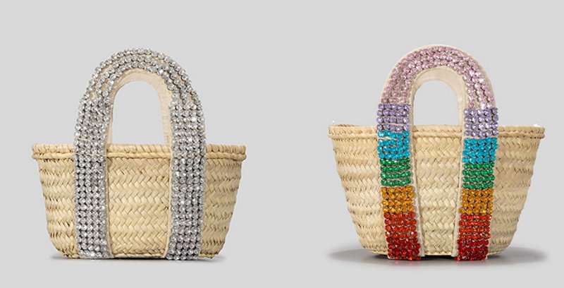 画像4: Crystal Diamond & Pearl & Color Stone Small Basket Tote Shoulder Bag straw woven bag クリスタルダイヤモンド&パール&カラーストーンスモールかごトートショルダーバッグ籠かごバッグバスケットバッグ (4)