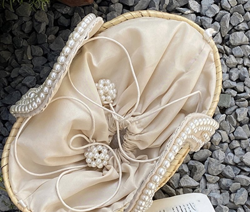 画像10: Crystal Diamond & Pearl & Color Stone Small Basket Tote Shoulder Bag straw woven bag クリスタルダイヤモンド&パール&カラーストーンスモールかごトートショルダーバッグ籠かごバッグバスケットバッグ (10)