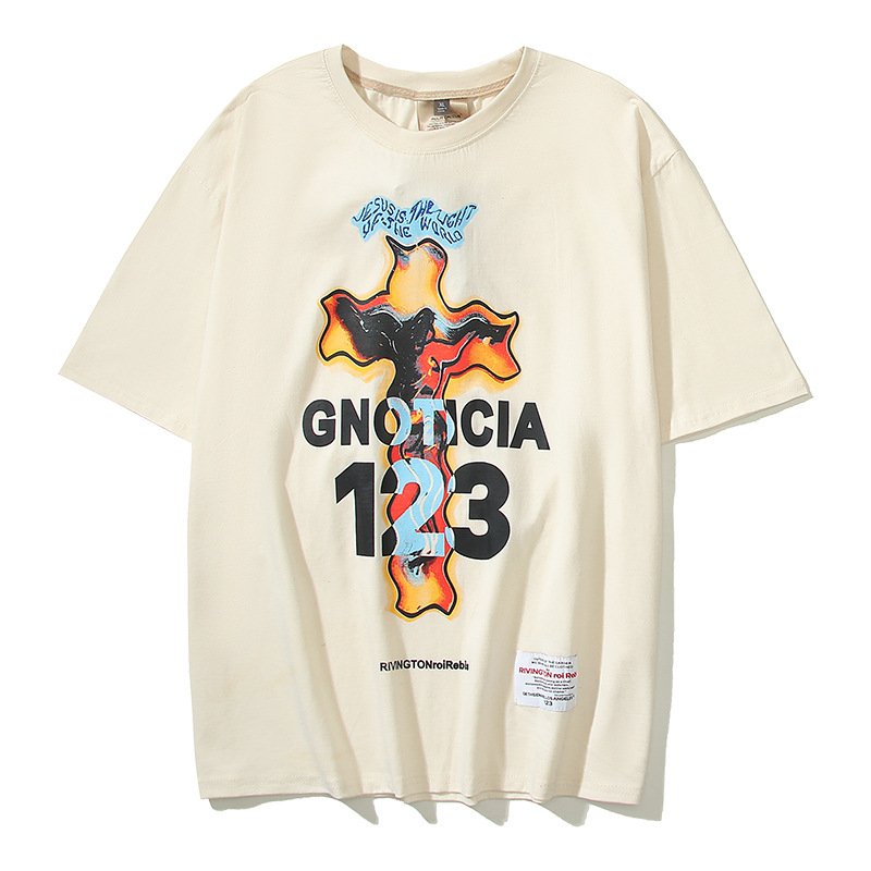 RRR123 burning cross print Tshirts ユニセックス男女兼用