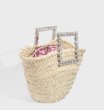 画像4: crystal diamond handle tote basket bag straw woven bag　クリスタルダイヤモンドハンドルトート籠かごバッグバスケットバッグ (4)