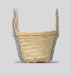 画像11: Crystal Diamond & Pearl & Color Stone Small Basket Tote Shoulder Bag straw woven bag　クリスタルダイヤモンド＆パール＆カラーストーンスモールかごトートショルダーバッグ籠かごバッグバスケットバッグ (11)