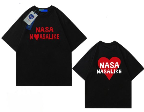 画像1: NASA LIKE×Heart Print Tshirts 　ユニセックス男女兼用 NASA LIKEナサ×ハートプリント 半袖 Tシャツ (1)