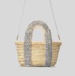 画像9: Crystal Diamond & Pearl & Color Stone Small Basket Tote Shoulder Bag straw woven bag　クリスタルダイヤモンド＆パール＆カラーストーンスモールかごトートショルダーバッグ籠かごバッグバスケットバッグ (9)