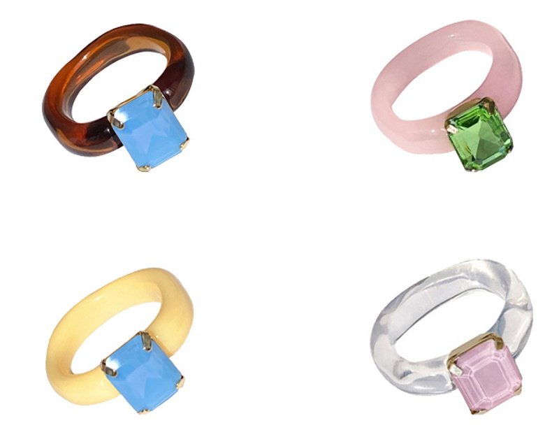 画像21: new fashion Colored gemstone diamond resin index finger ring ニューフォアリングファッションリング指輪 (21)