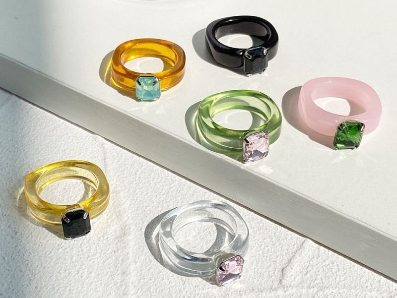 画像3: new fashion Colored gemstone diamond resin index finger ring ニューフォアリングファッションリング指輪 (3)