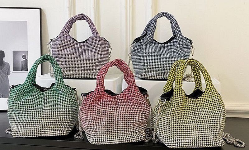 画像10: gradient rhinestone bag portable bucket bag tote shoulder bag グラデーションカラー ラインストーンバッグバケットバッグ トートショルダーバッグ (10)