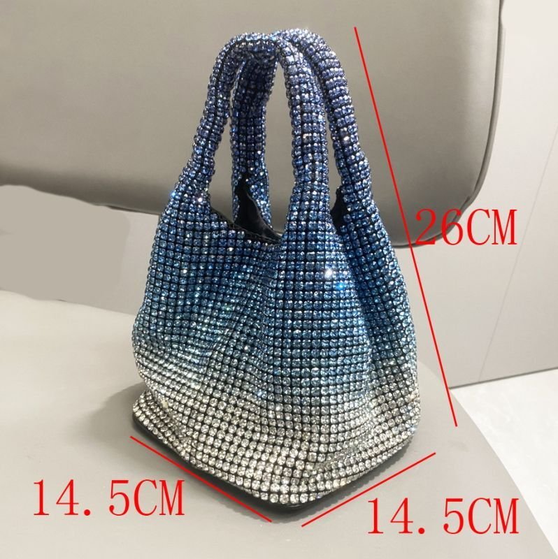 画像7: gradient rhinestone bag portable bucket bag tote shoulder bag グラデーションカラー ラインストーンバッグバケットバッグ トートショルダーバッグ (7)