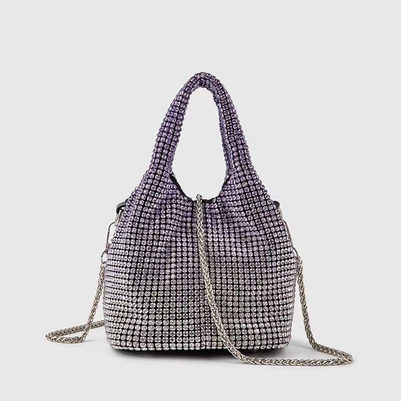画像6: gradient rhinestone bag portable bucket bag tote shoulder bag グラデーションカラー ラインストーンバッグバケットバッグ トートショルダーバッグ (6)