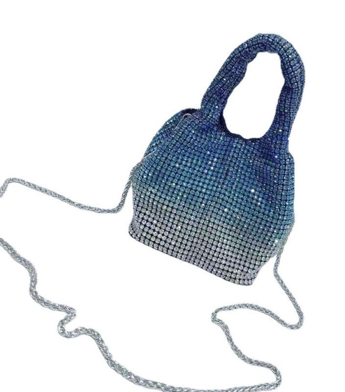 画像9: gradient rhinestone bag portable bucket bag tote shoulder bag グラデーションカラー ラインストーンバッグバケットバッグ トートショルダーバッグ (9)