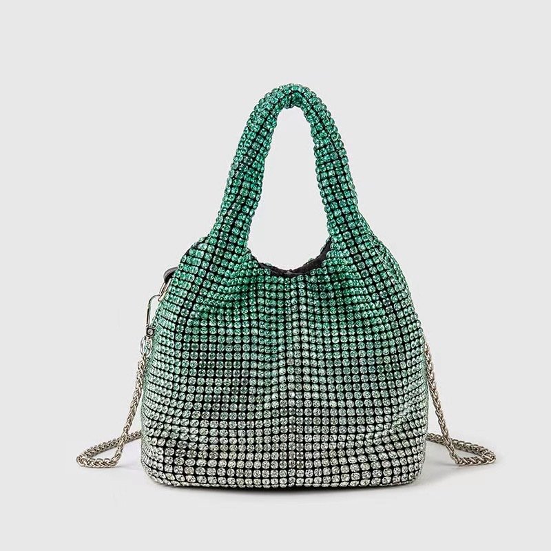 画像4: gradient rhinestone bag portable bucket bag tote shoulder bag グラデーションカラー ラインストーンバッグバケットバッグ トートショルダーバッグ (4)