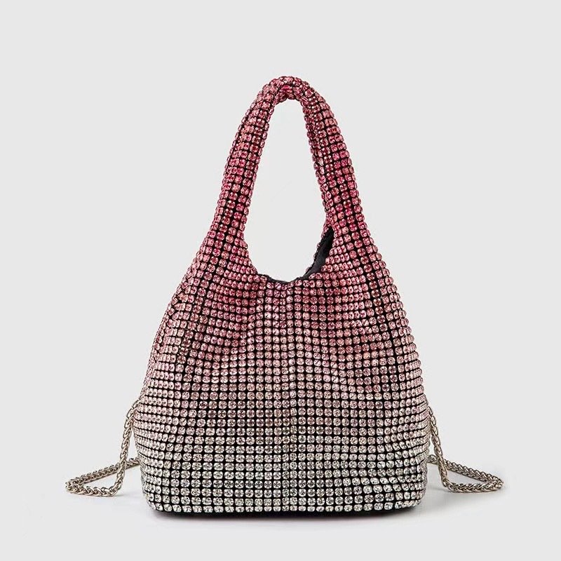 画像5: gradient rhinestone bag portable bucket bag tote shoulder bag グラデーションカラー ラインストーンバッグバケットバッグ トートショルダーバッグ (5)