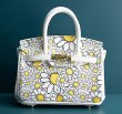 画像1: Women's Flower Print Kelly Bag Tote Shoulder Bag　フラワープリントケリー トートショルダーハンドバッグ (1)