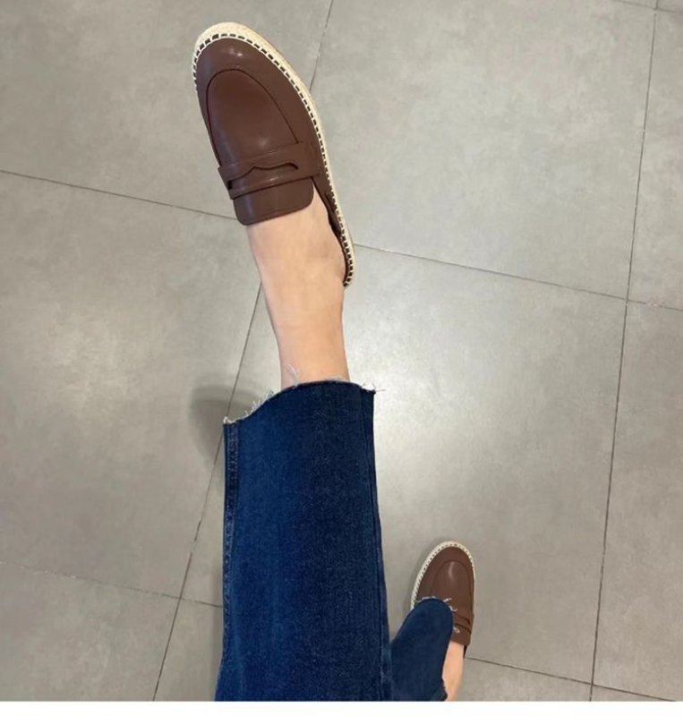 画像9: woven bottom Baotou semi-slippers flat British style slip-on slippers　ブリティッシュハーフスリッポンサンダル スリッパ (9)