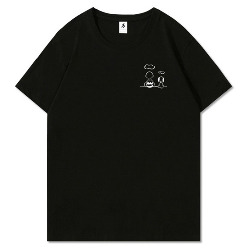 画像2: Back view Snoopy & x Charlie Brown Print short-sleeved T-shirt ワンポイントバックスヌーピー&チャーリーブラウンプリント Tシャツ ユニセックス 男女兼用  (2)