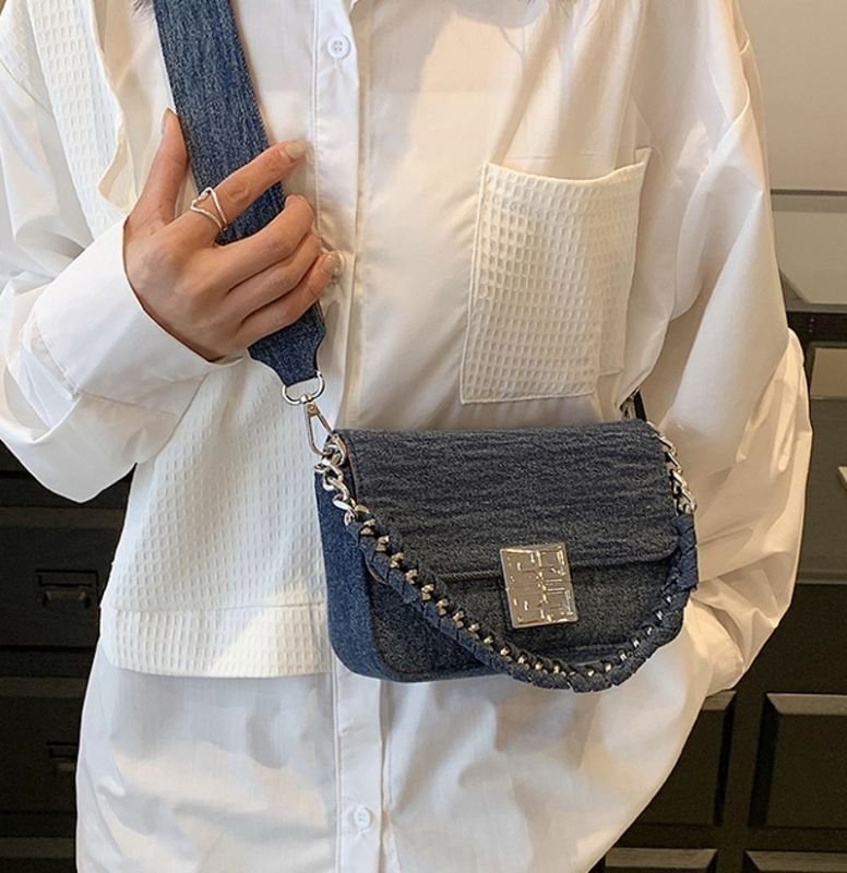 画像10: Denim 2WAY tote shoulder underarm bag　デニムスモールサイズ ２WAYトートショルダーアンダーアームバッグ (10)