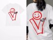 画像3: illustration short-sleeved T-shirt　スマイル＆Vプリント Tシャツ ユニセックス 男女兼用  (3)
