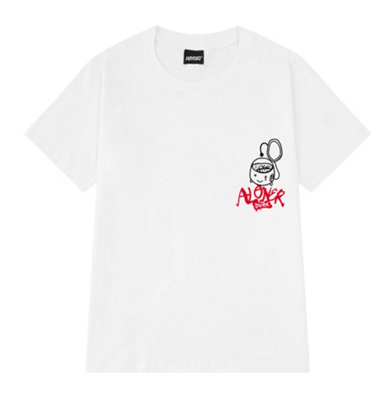 画像2: illustration short-sleeved T-shirt スマイル&Vプリント Tシャツ ユニセックス 男女兼用  (2)