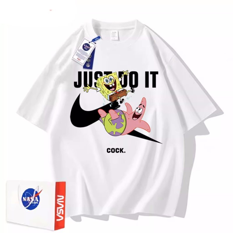 画像3: JUST IT Broken swoosh x SpongeBob x Patrick Star Print Tshirts ユニセックス男女兼用 ブロークンスウォッシュ×スポンジボブ×パトリックスタープリント 半袖 Tシャツ (3)