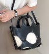 画像5: Leather and Canvas Hollow Tote Bag One Shoulder Messenger bag　レザートートショルダーバッグバッグ (5)