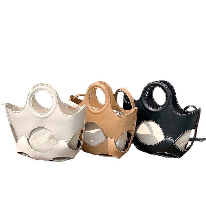 画像3: Leather and Canvas Hollow Tote Bag One Shoulder Messenger bag レザートートショルダーバッグバッグ (3)