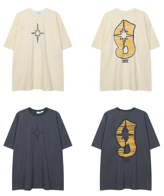 画像2: Number & Transformed Star Tshirts 　ユニセックス男女兼用 ナンバー＆変形スター星 半袖 Tシャツ (2)