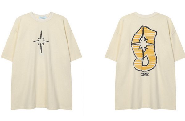 画像1: Number & Transformed Star Tshirts 　ユニセックス男女兼用 ナンバー＆変形スター星 半袖 Tシャツ (1)