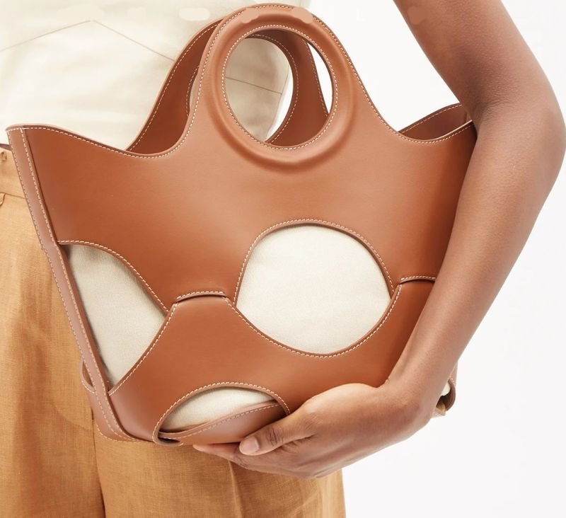 画像10: Leather and Canvas Hollow Tote Bag One Shoulder Messenger bag レザートートショルダーバッグバッグ (10)