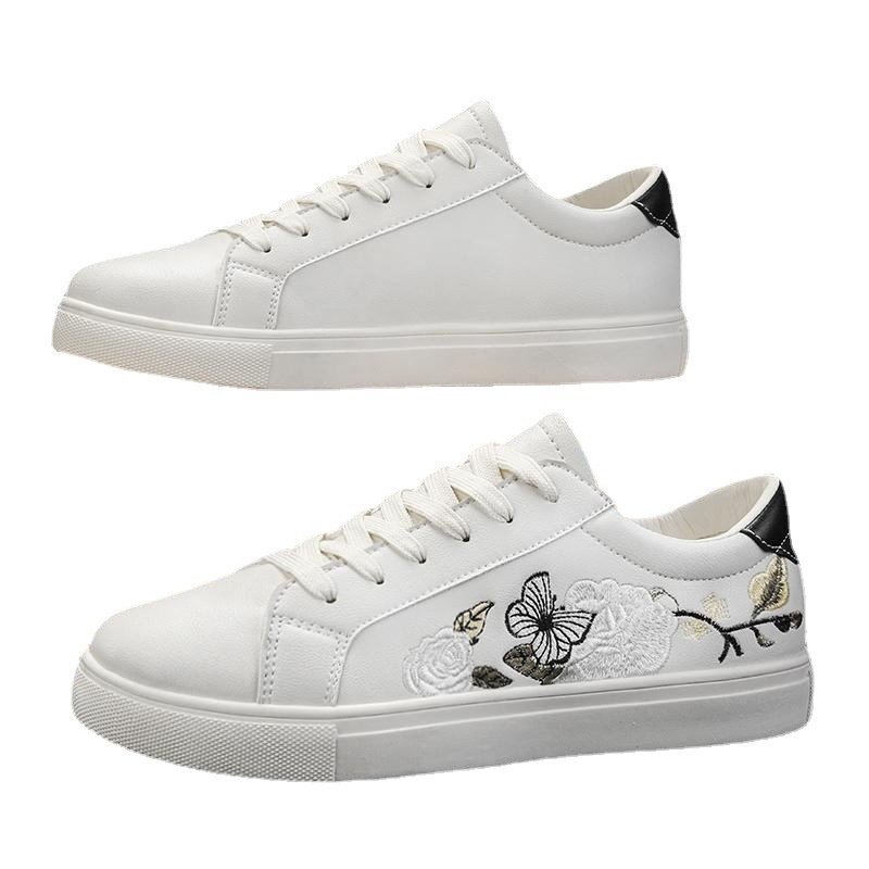 画像3:  Unisex rose and butterfly embroidery shoes sneakers  ユニセックス メンズ男女兼用ローズ&バタフライ刺繍レザースニーカーシューズ  (3)