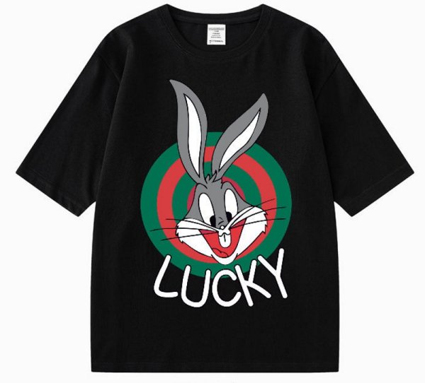 画像1: LUCKY×Bucks Bunny Print Tshirts 　ユニセックス男女兼用 LUCKY×バックスバニー半袖 Tシャツ (1)