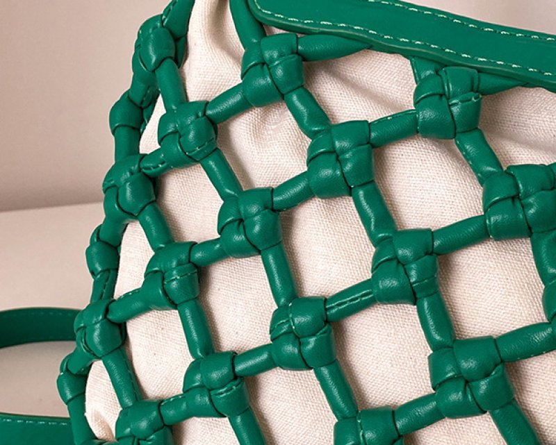 画像14: weaving hollow portable Messenger mesh bagTote Bag  Shoulder  bag レザーメッシュキャットウォーク織りトートショルダーバッグバッグ (14)