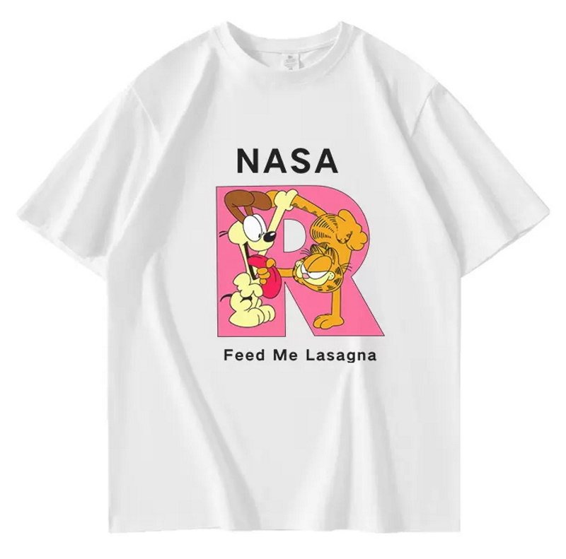 画像1: Garfield x Nasa Print Tshirts 　ユニセックス男女兼用 ガーフィールド×ナサNASA半袖 Tシャツ (1)