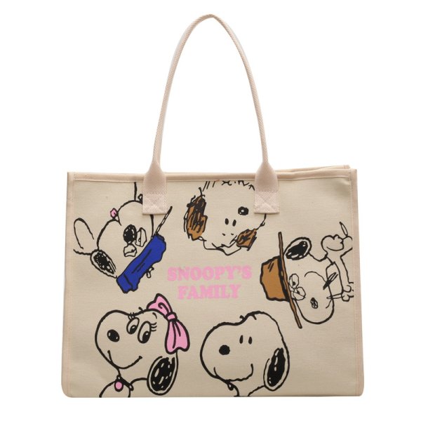 画像1: Snoopy Canvas Eco Tote Shoulder Bag　スヌーピーキャンバスエコトートショルダーバッグショッピングバッグ (1)