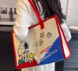 画像4: Snoopy Canvas Eco Tote Shoulder Bag　スヌーピーキャンバスエコトートショルダーバッグショッピングバッグ (4)