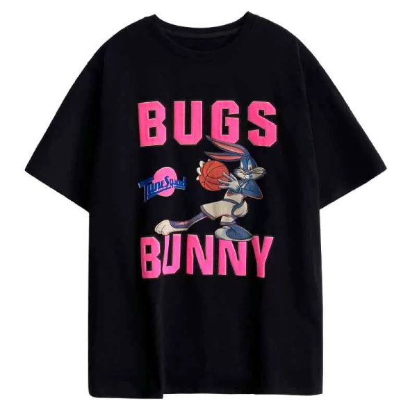 画像1: basketball bugs bunny Print Tshirts 　ユニセックス男女兼用 バスケットボールバッグスバニー半袖 Tシャツ (1)