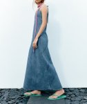画像2: French sexy V-neck midi denim dress  V ネック マキシミディ デニム ドレス ワンピース  (2)