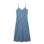 画像6: French sexy V-neck midi denim dress  V ネック マキシミディ デニム ドレス ワンピース  (6)