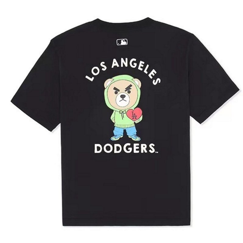 画像1: Unisex Fighting Bear x MLB Print Tshirts 　ユニセックス男女兼用MLB ファイティングベアプリント半袖 TシャツNYニューヨークヤンキース (1)