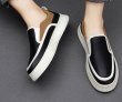 画像6:  Unisex Thick leather slip-on sneakers sneakers  ユニセックス メンズ男女兼用レザー厚底スリッポンスニーカーシューズ  (6)