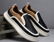 画像4:  Unisex Thick leather slip-on sneakers sneakers  ユニセックス メンズ男女兼用レザー厚底スリッポンスニーカーシューズ  (4)